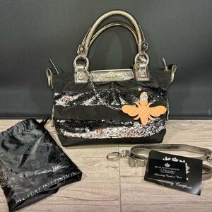Brighton My Flat in London Black and Silver Sequin Bag